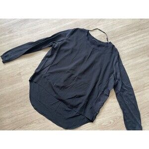 Chaus Women's Tunic Top Low High Blouse Wool Polyester Splicing Size M Loose Fit